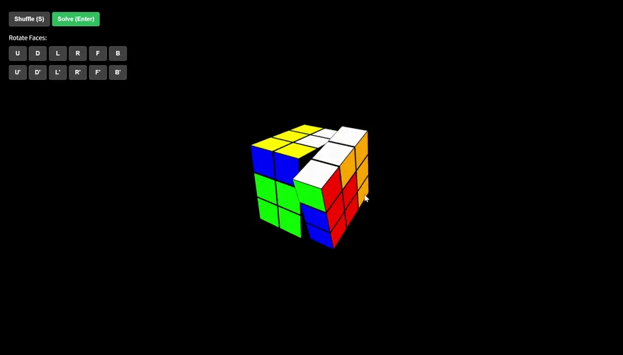3D Rubik's cube solving itself in the browser